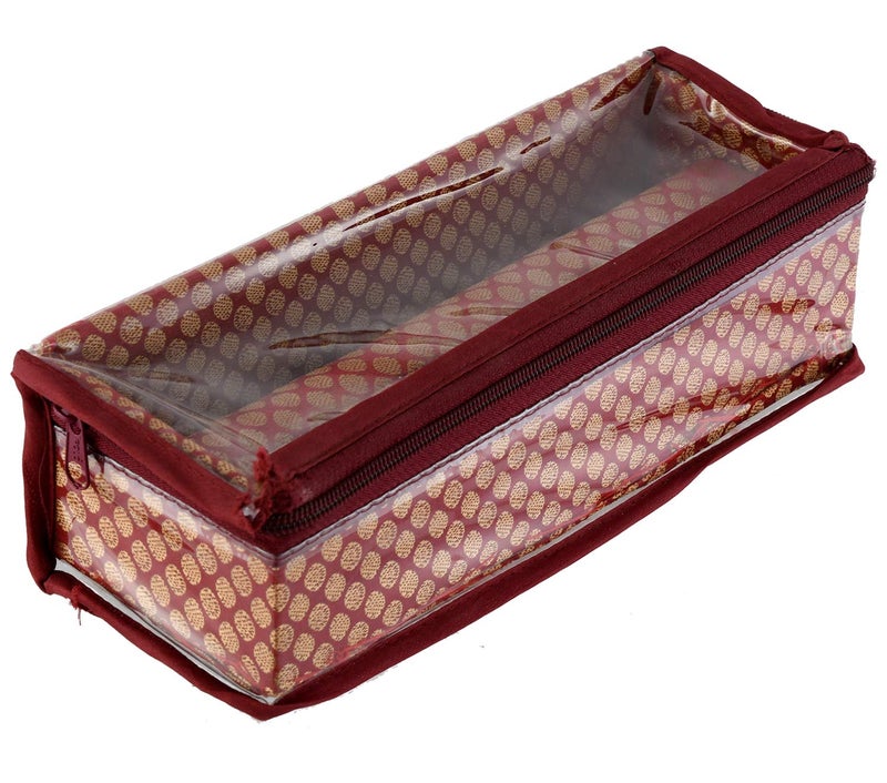 Kuber Industries Kuber Industries Polka Dots Design Brocade Hardboard 2 Pieces One Rod Bangle Box (Maroon) -CTKTC38812  - Image 3