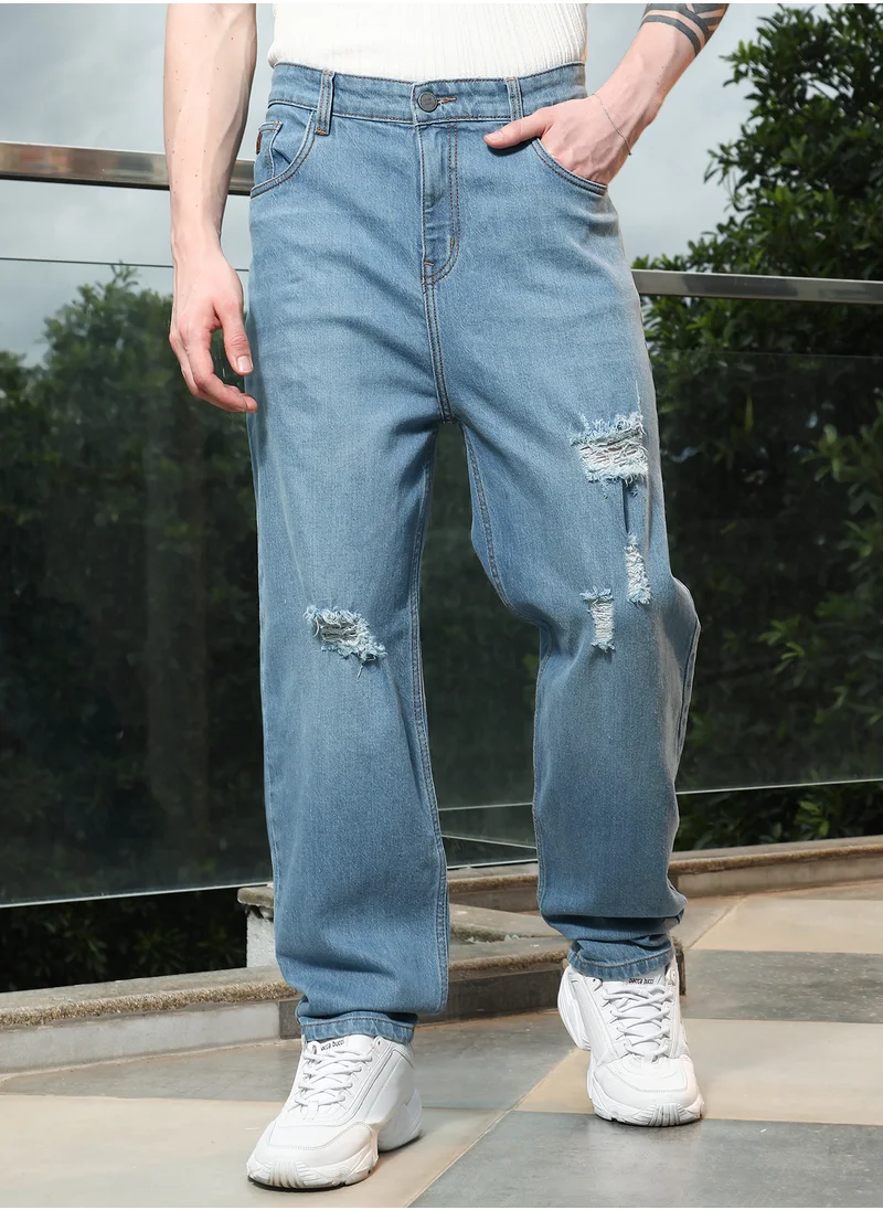 كامبوس سوترا Campus SutraDistressed Light Blue Denim Jeans