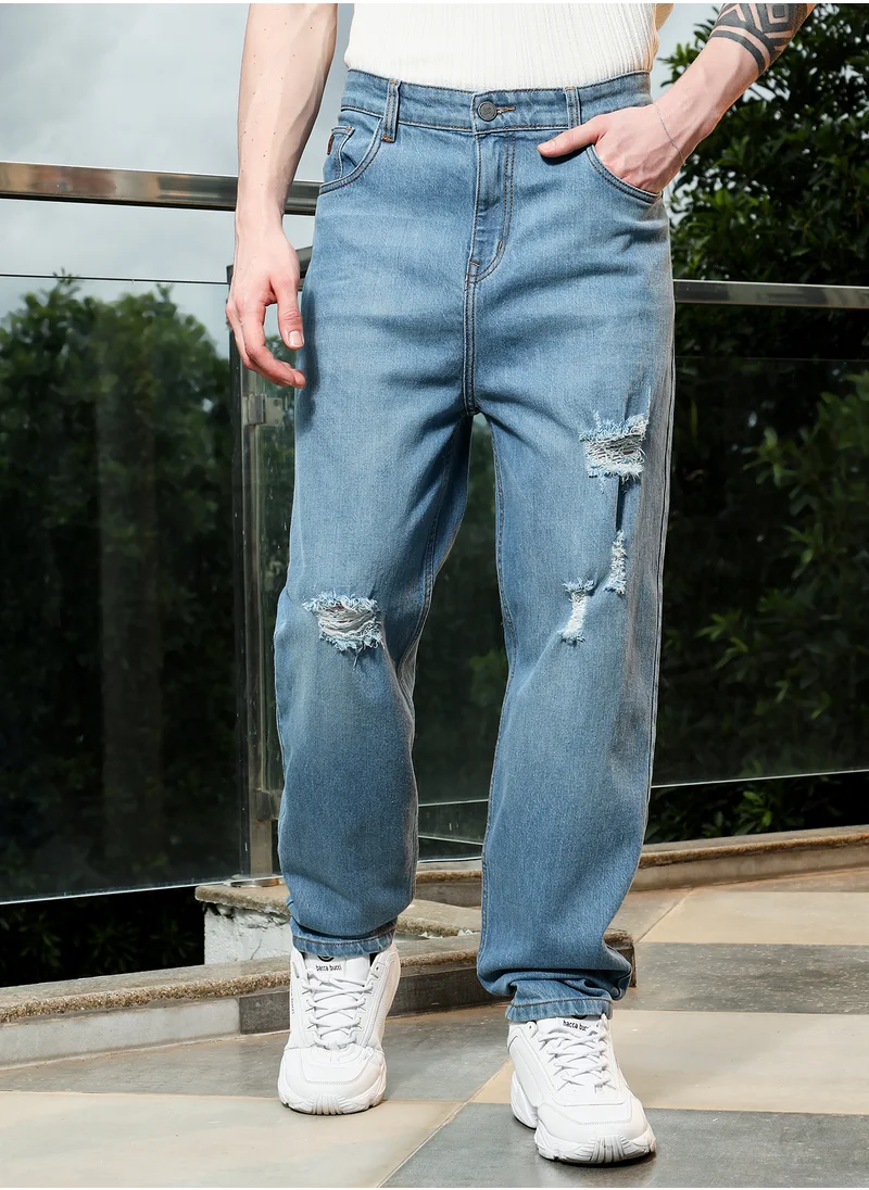 كامبوس سوترا Campus SutraDistressed Light Blue Denim Jeans
