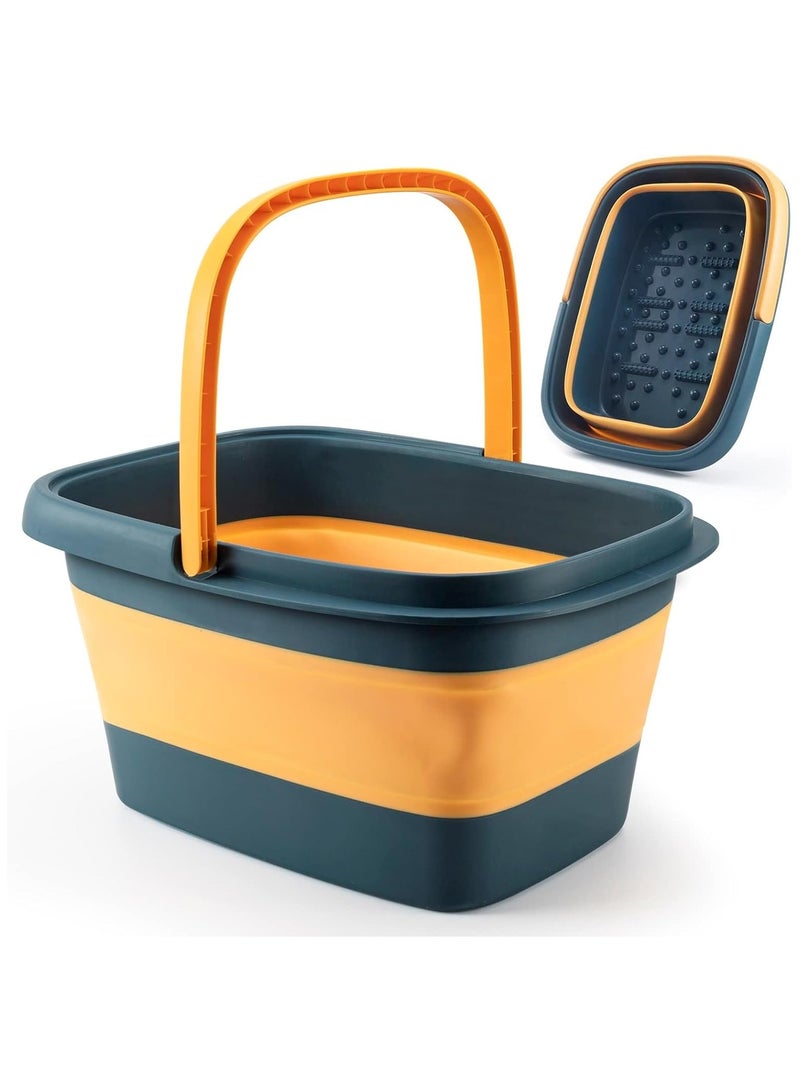 إسكدنيا حوض استحمام للقدمين قابل للطي مع مقبض، حوض استحمام سبا للقدمين، سعة 15 لترًا/4 جالون، حوض استحمام لتدليك القدمين، حوض استحمام للقدمين للقدمين الجافة والمتشققة، باديكير، نقع القدمين، علاج سبا منزلي ( - Image 1