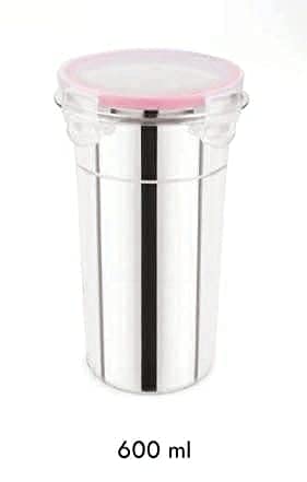 Oystio Stainless Steel Airtight Leak Proof Frezzer Safe and Dust Proof Glass Tumbler with Lid Set of 1 Capacity 600ML - Image 2
