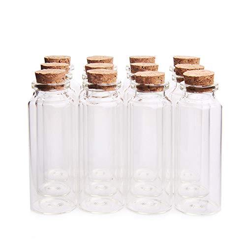 Danmu 40ml Potion Bottles,Glass Bottles with Cork Stopper,Small Glass Jars for Wedding Favors,Halloween Decorations,Baby Shower,Party Favors 12 Pack 1.18" x 3.14" - Image 1