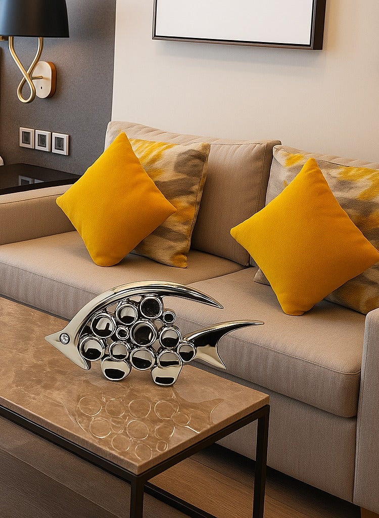 UPSCALE 13.5cm Silver Fish Showpiece Home Decor Item  - A Stunning Vaastu Symbol for Prosperity and Harmony in Your Home & Living Room Decor  - Image 1