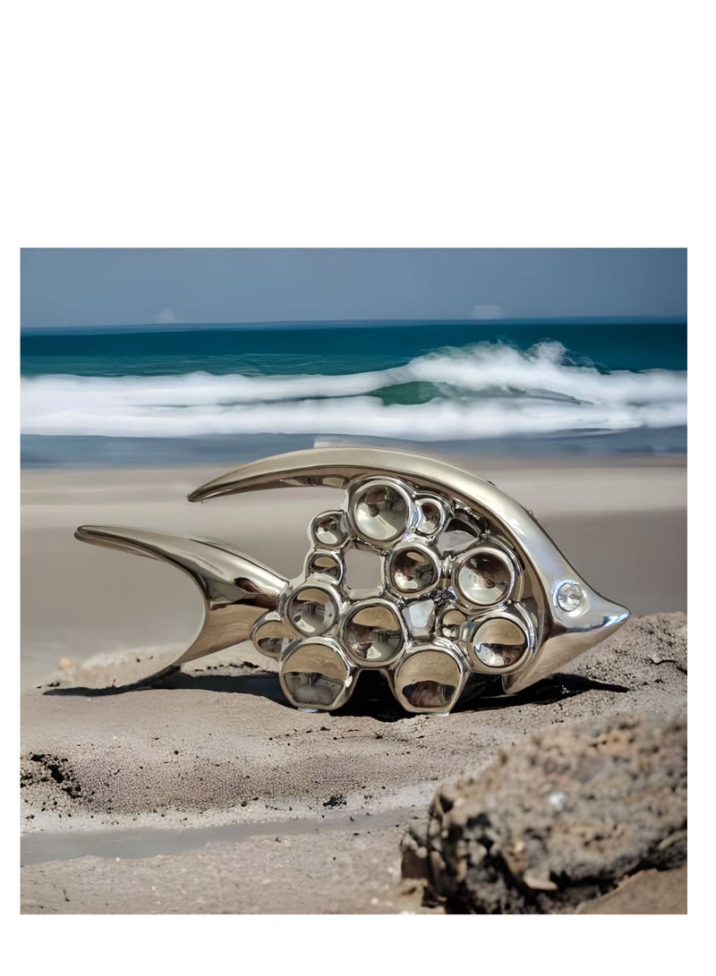 UPSCALE 13.5cm Silver Fish Showpiece Home Decor Item  - A Stunning Vaastu Symbol for Prosperity and Harmony in Your Home & Living Room Decor  - Image 5