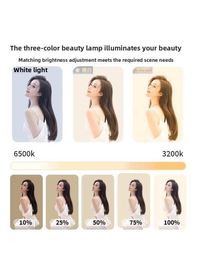 Desktop Round Full Screen Tablet Live Light Portable Anchor Beauty Rejuvenation Self-timer HD Soft Light Floor-Light Source Color:12inch [2000w Professional High-brightness Model] + Floor-standing Roof Light Bracket