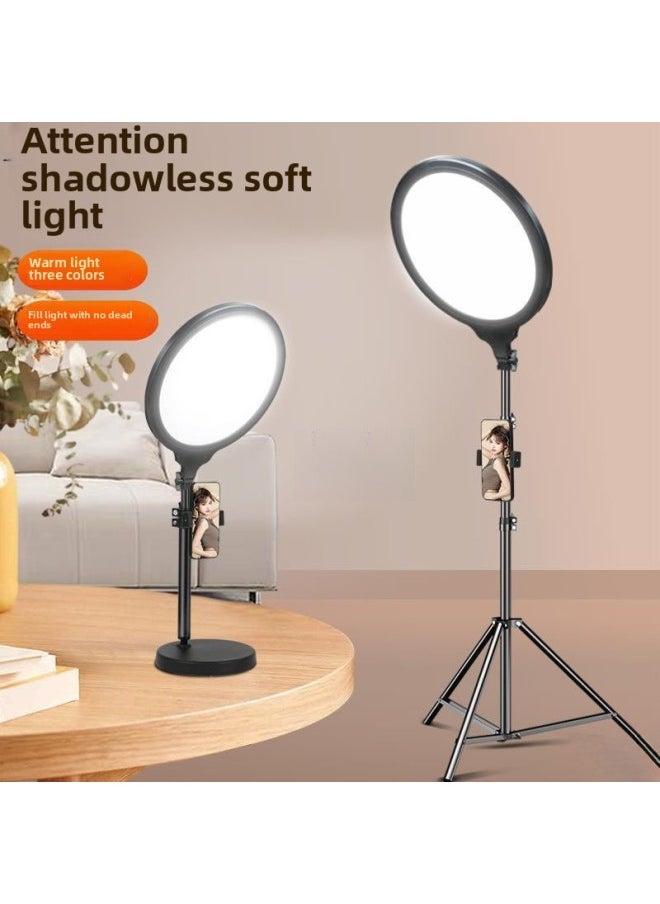 Desktop Round Full Screen Tablet Live Light Portable Anchor Beauty Rejuvenation Self-timer HD Soft Light Floor-Light Source Color:12inch [2000w Professional High-brightness Model] + Floor-standing Roof Light Bracket