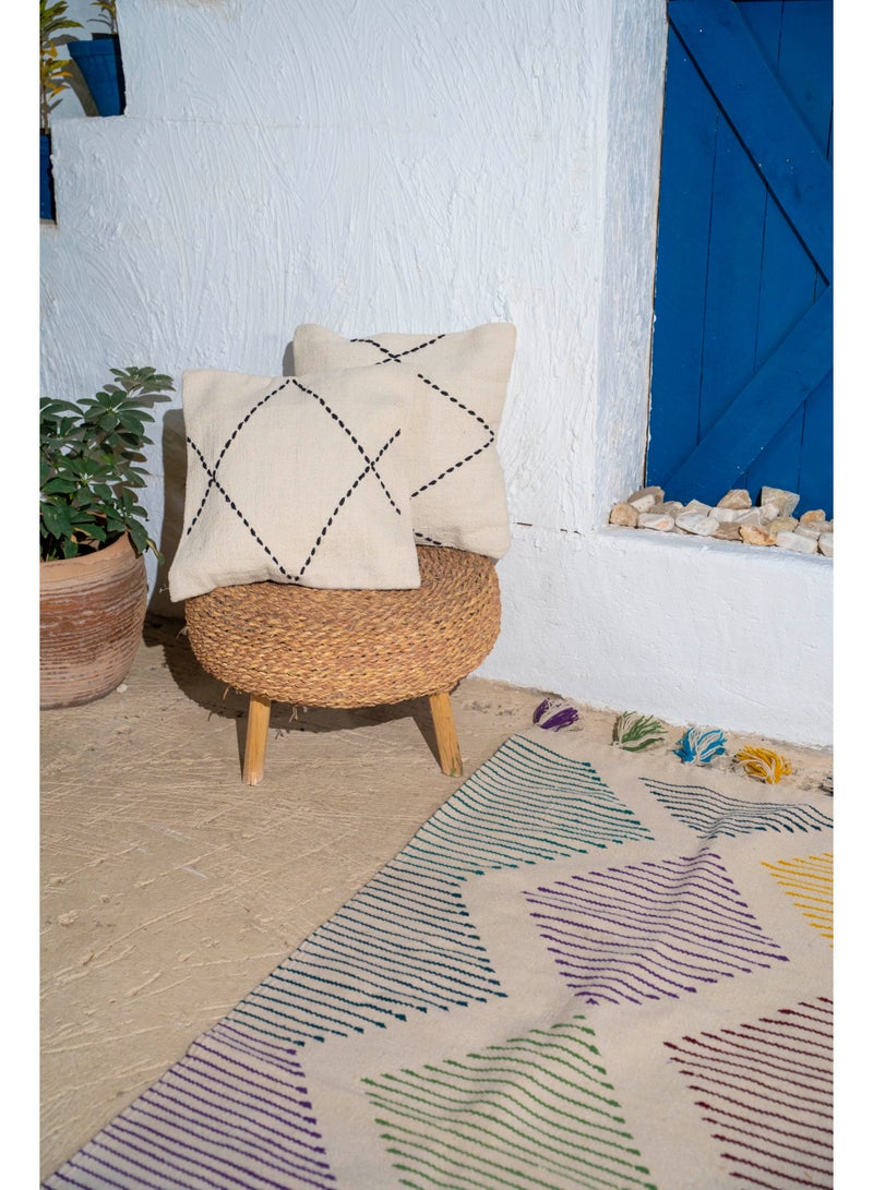 set of 2 matching Decorative cotton  cushion cover- 45 x 45 cm- beige - Image 3