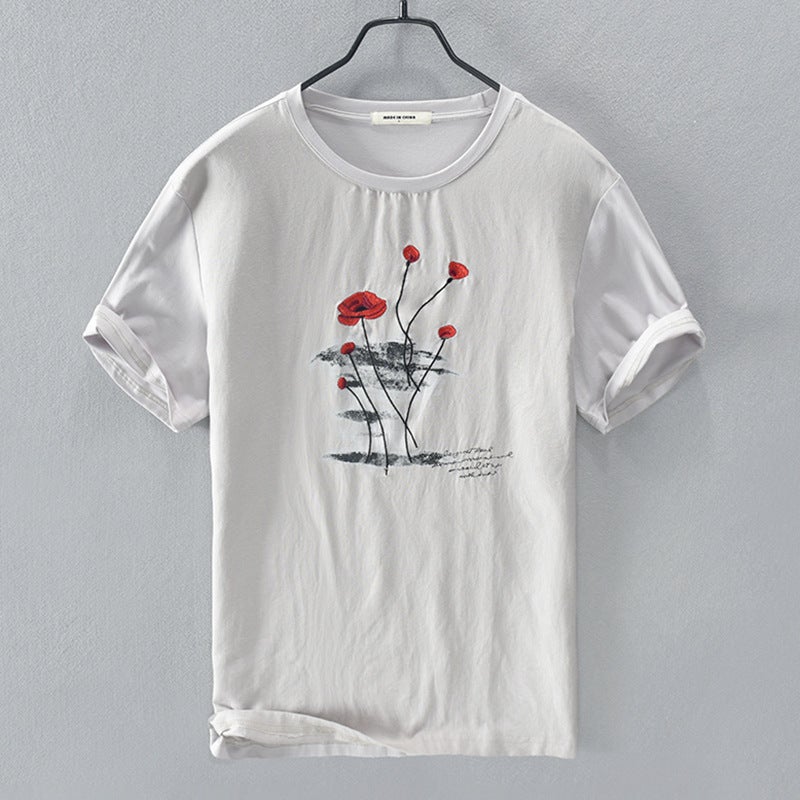 New T-Shirt Men'S White Stitching Embroidered Crew Neck T-Shirt A Generation Of Hair-Rc104 - Image 3