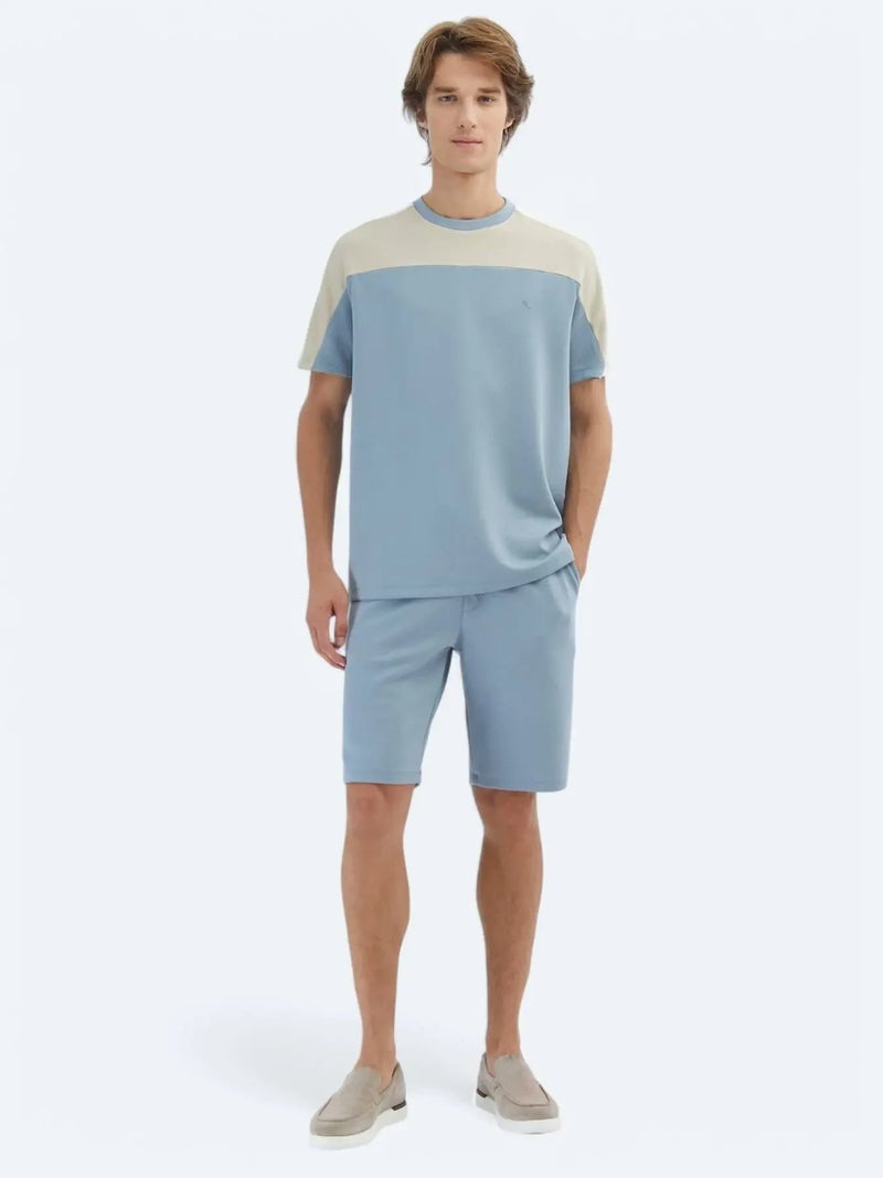 كيب تيشيرت أزرق سادة برقبة دائرية - Image 2