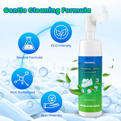 SHENMENG Shoe Cleaner Kit, Water-free Foam Sneaker Cleaner with Brush, Quick Cleaning White Shoe Cleaner Kit for Tennis, Running, Golf, PU, Nubuck, Leather, Canvas, Rubber, Sole 6.76 oz - Image 5