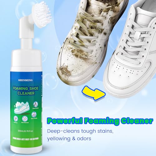 SHENMENG Shoe Cleaner Kit, Water-free Foam Sneaker Cleaner with Brush, Quick Cleaning White Shoe Cleaner Kit for Tennis, Running, Golf, PU, Nubuck, Leather, Canvas, Rubber, Sole 6.76 oz - Image 4