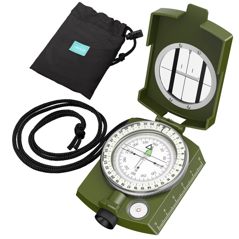 VinTeam Compass, Hiking Compass Military Compass Multifunctional Waterproof Metal Sighting Compass with Carrying Bag and Bubble Levels for Hiking Camping Climbing Biking-Bronze - Image 1