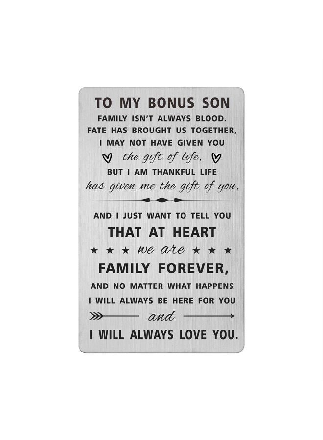 SOUSYOKYO My Step Son Gifts Bonus Son Card, Stepson Wedding Day Gifts from Stepmom Stepdad, Engraved Wallet Card for Step Son Birthday, Adopted Son Gifts, Christmas Father's Day Present for Stepson - Image 1