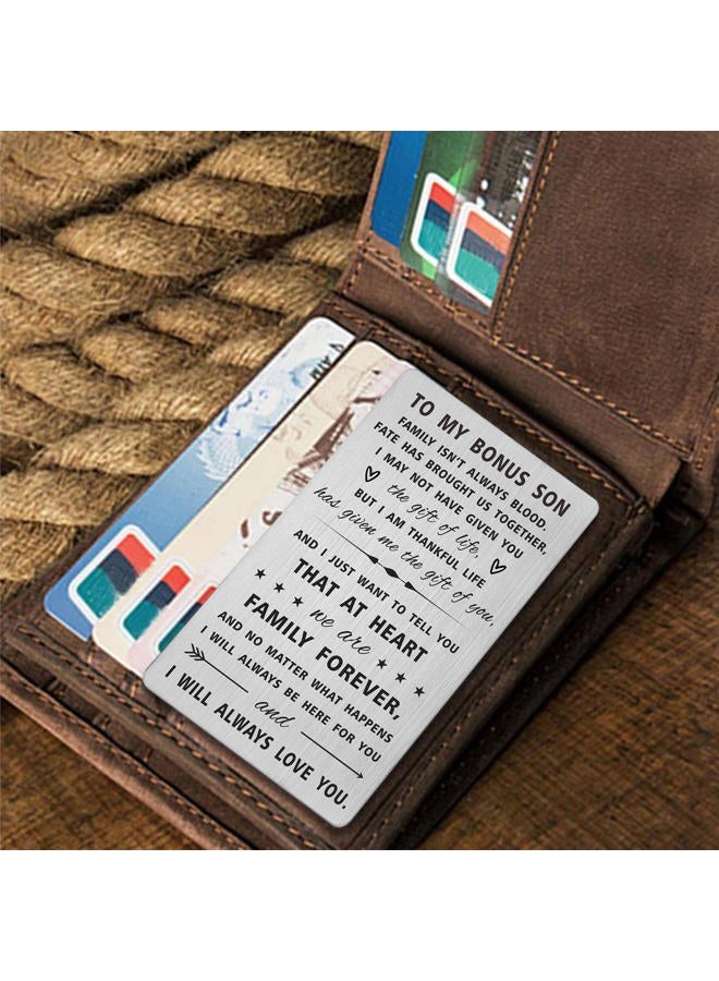 SOUSYOKYO My Step Son Gifts Bonus Son Card, Stepson Wedding Day Gifts from Stepmom Stepdad, Engraved Wallet Card for Step Son Birthday, Adopted Son Gifts, Christmas Father's Day Present for Stepson - Image 4