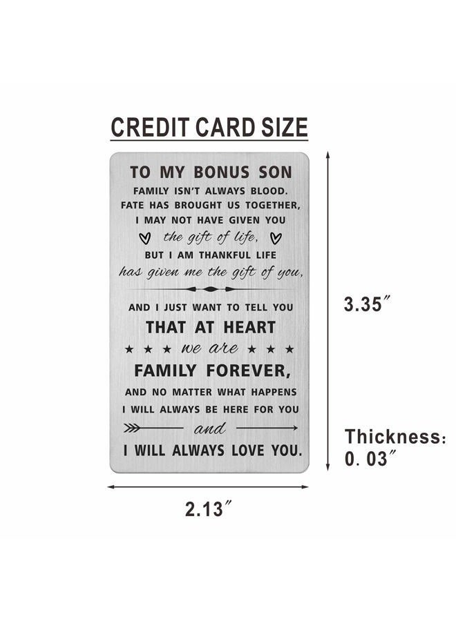 SOUSYOKYO My Step Son Gifts Bonus Son Card, Stepson Wedding Day Gifts from Stepmom Stepdad, Engraved Wallet Card for Step Son Birthday, Adopted Son Gifts, Christmas Father's Day Present for Stepson - Image 2