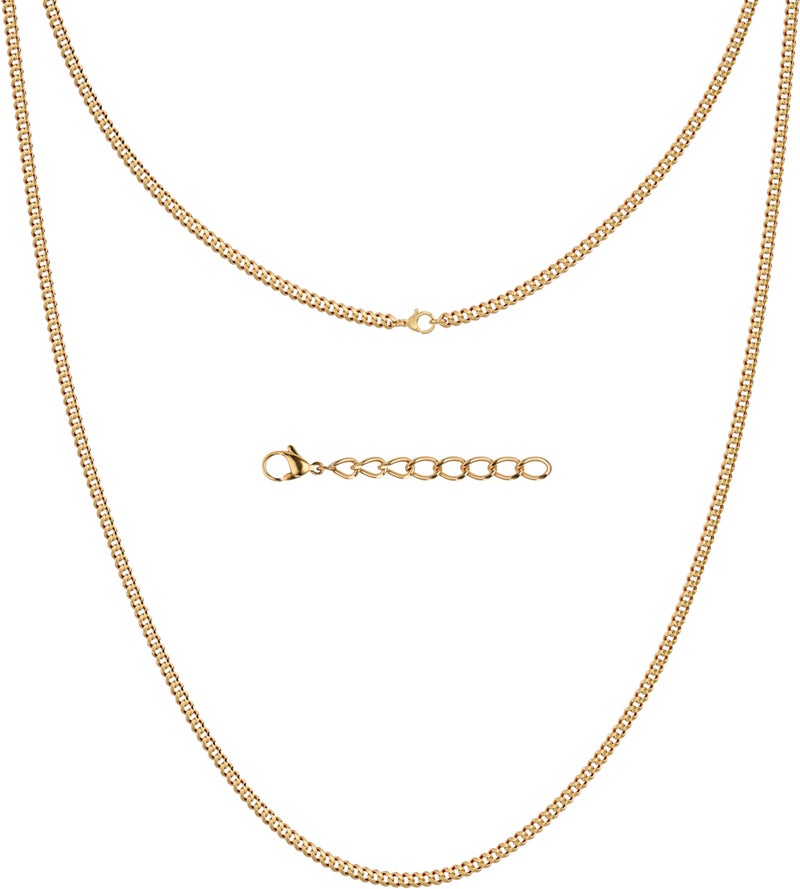 Silvadore Gold Chain for Men Necklace Thin (2mm,20inch) Mens Gold Chain Necklace Cuban Link 18K Plated Stainless Steel for Pendant - Real Curb Non-Tarnish Waterproof Jewelry Gift for Him Male - Image 1