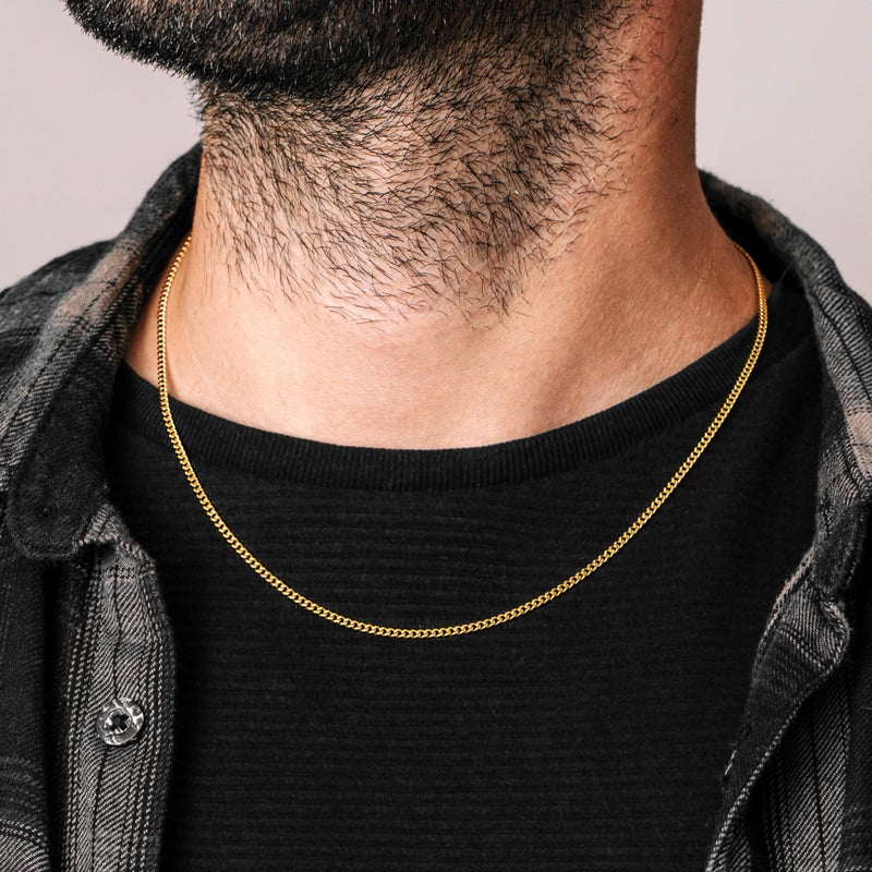 Silvadore Gold Chain for Men Necklace Thin (2mm,20inch) Mens Gold Chain Necklace Cuban Link 18K Plated Stainless Steel for Pendant - Real Curb Non-Tarnish Waterproof Jewelry Gift for Him Male - Image 3