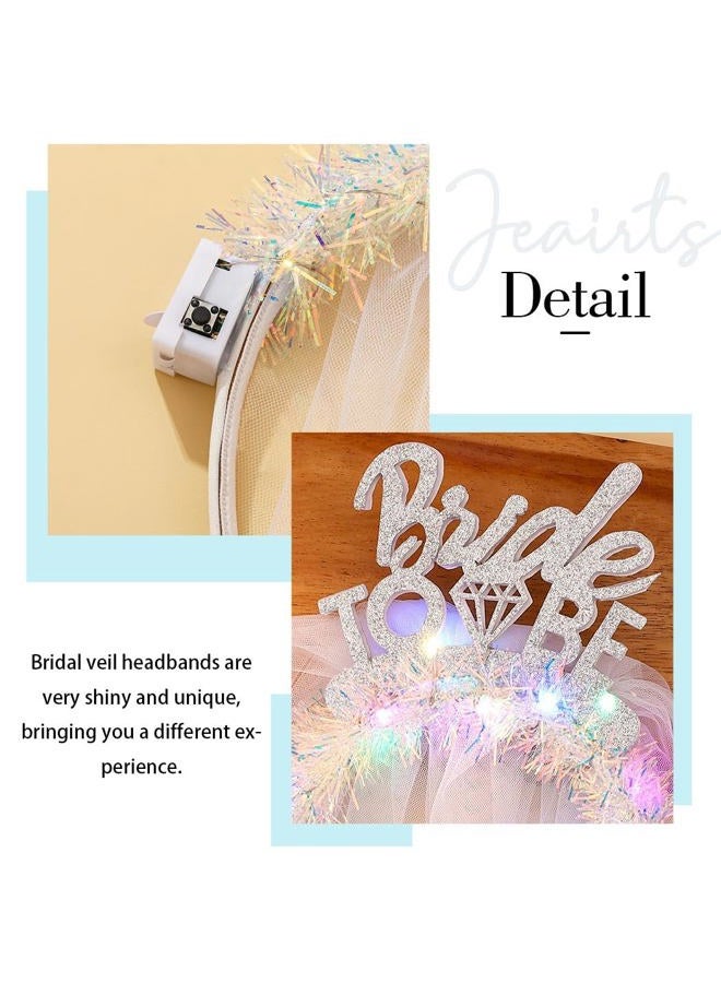 JEAIRTS Light Up Bride Veil Headband LED Bride To Be Hair Hoop Glitter Wedding Veil Headpiece Bachelorette Party Hair Accessories for Women - Image 5