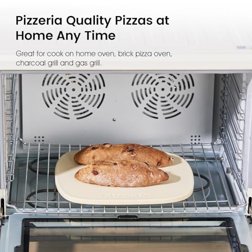 ROCKSHEAT Pizza Stone, 12"x11" Pizza Stones for Oven Grill BBQ, Cordierite Baking Stone for Pizza & Bread & Cookies with Unique Irregular Shape Design - Image 4