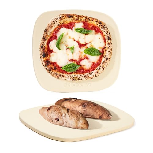 ROCKSHEAT Pizza Stone, 12"x11" Pizza Stones for Oven Grill BBQ, Cordierite Baking Stone for Pizza & Bread & Cookies with Unique Irregular Shape Design - Image 1