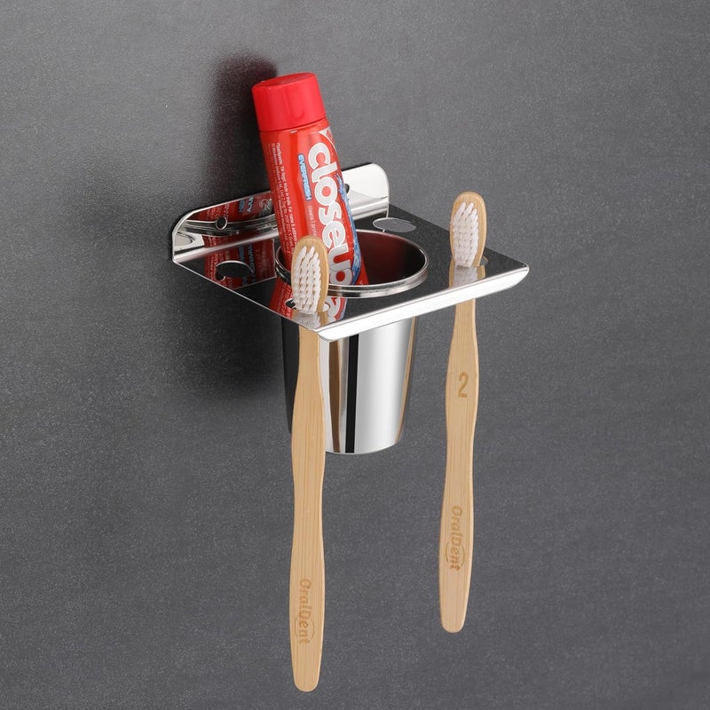 Raxon Innovation Tumbler Holder from Point Series Premium Stainless Steel Toothbrush Holder Bathroom Organizer with Glossy Finish Bathroom Acessories PS1 Tumbler Holder - Image 2