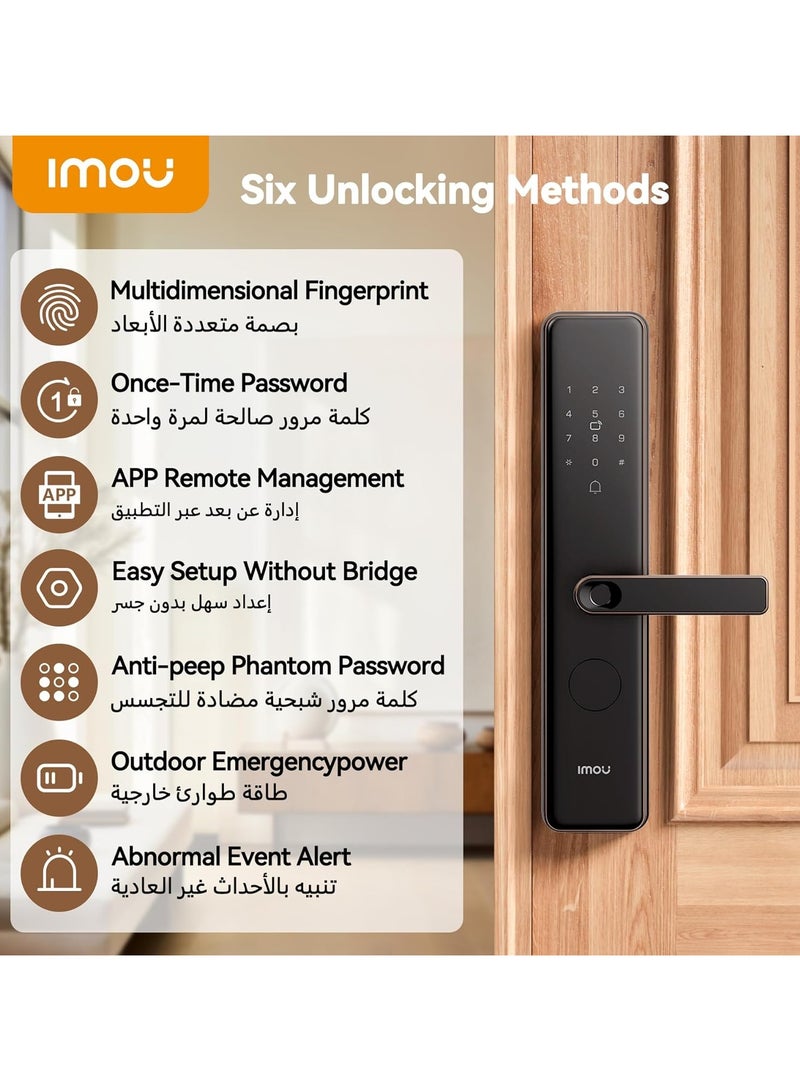 IMOU K1 Smart Door Lock – Mocha Gold | 5-in-1 Keyless Entry (Fingerprint, PIN, Card, App, Key) | Child Safety, Remote Control, Digital Handle Lock for Home Security - Image 2