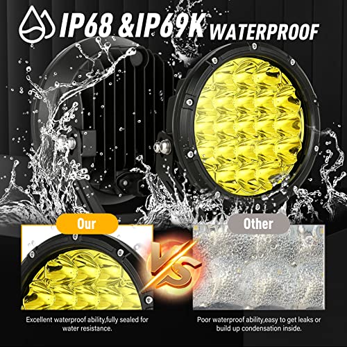 BIGLION.X 7inch Amber Round Off Road Lights Pair 210W 32000LM Super Bright Yellow LED Offroad Driving Lights Spot Lights Waterproof IP68 With EMC 12V-32V for Pickup Trucks SUV UTV - Image 5