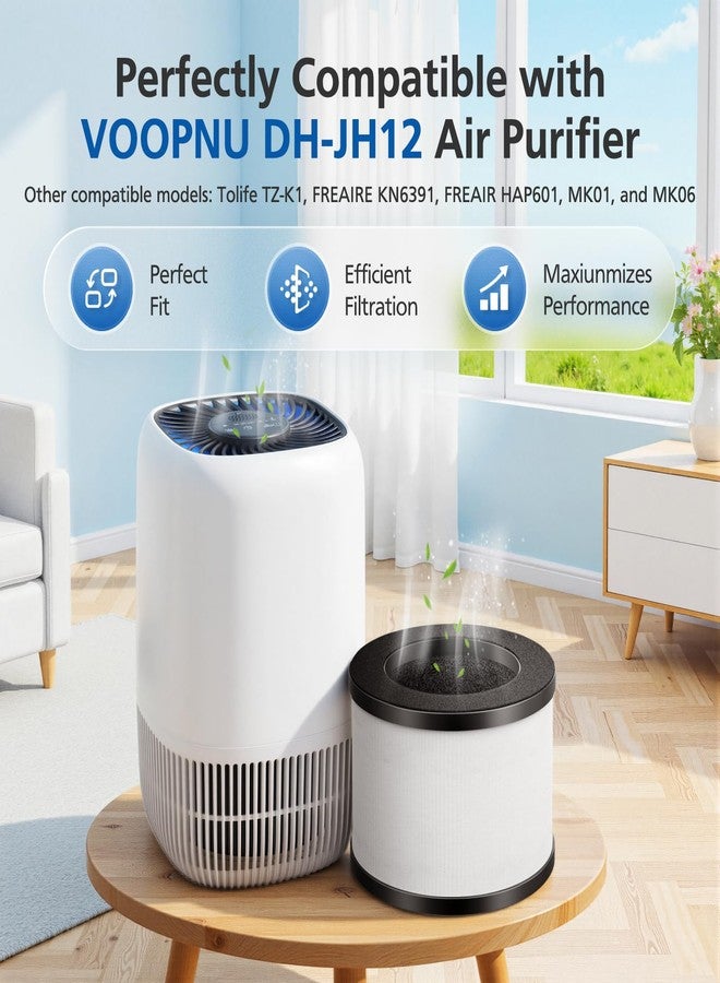 LINNIW 3 Pack TZ-K1 Replacement Filter Compatible with ToLife TZ-K1 Air Puri-fier, MK01 MK06 and FreAire KN6391 Air Purifi-ers, 3-in-1 H13 HEPA Filter, Activated Carbon and Pre-filter, 360° Rotating Filter - Image 2