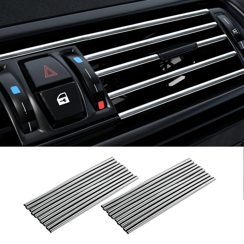 SPEDY 20 Pack Car Auto Air Conditioner Vent Outlet Trim Strip, Car A/C Vent Outlet Trim Chrome PVC, Car Interior Trim Strip Line, Universal Waterproof - Image 1