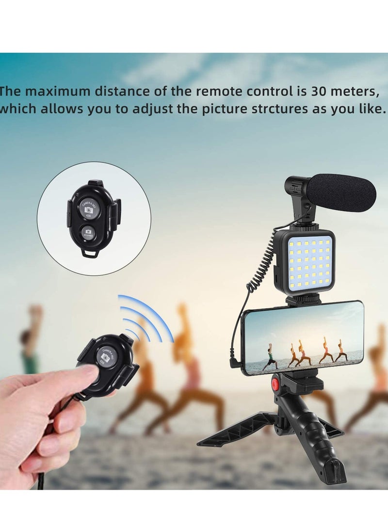 DUSALA Smartphone Vlogging Tripod Kit with Fill Light, Microphone, Phone Clip For YouTube/Tiktok/Instagram/Fitness Yoga - Image 3