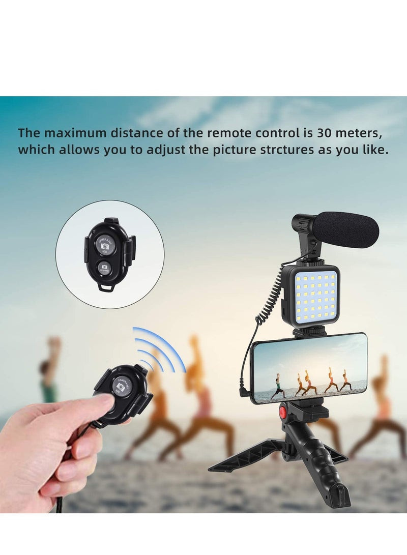 DUSALA Smartphone Vlogging Tripod Kit with Fill Light, Microphone, Phone Clip For YouTube/Tiktok/Instagram/Fitness Yoga - Image 2