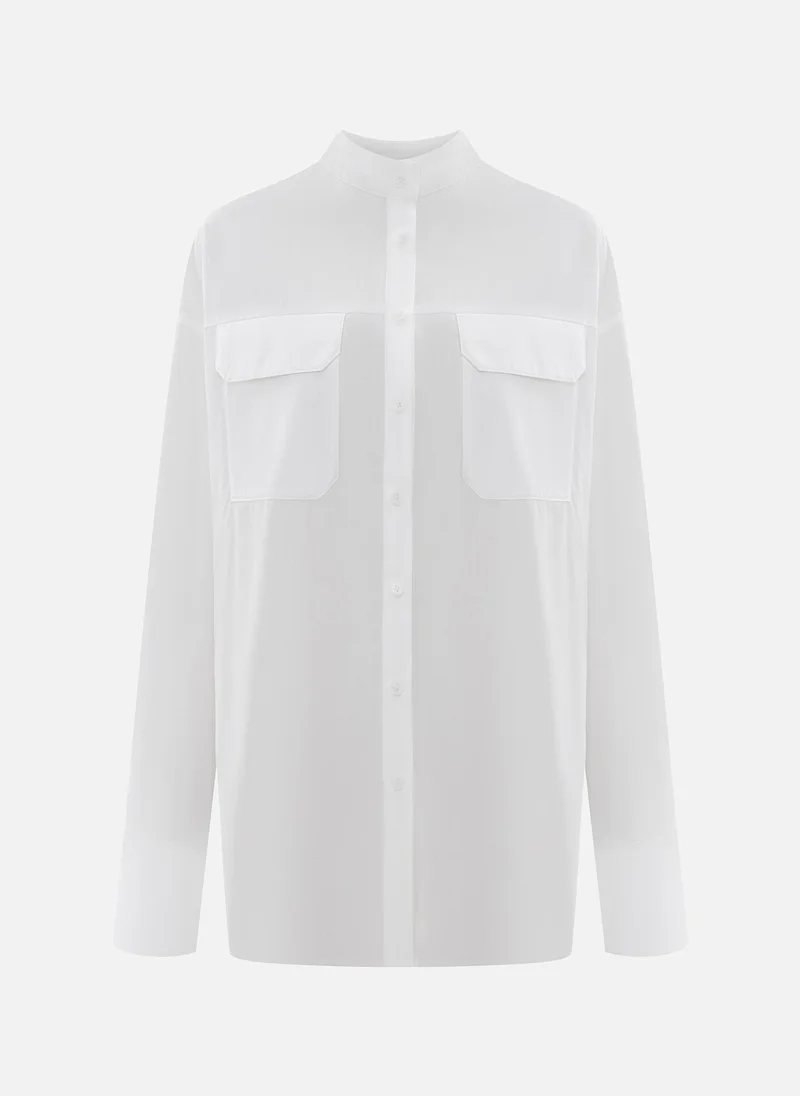 ليتشي قميص فضفاض مع جيوب كبيرة على الصدر