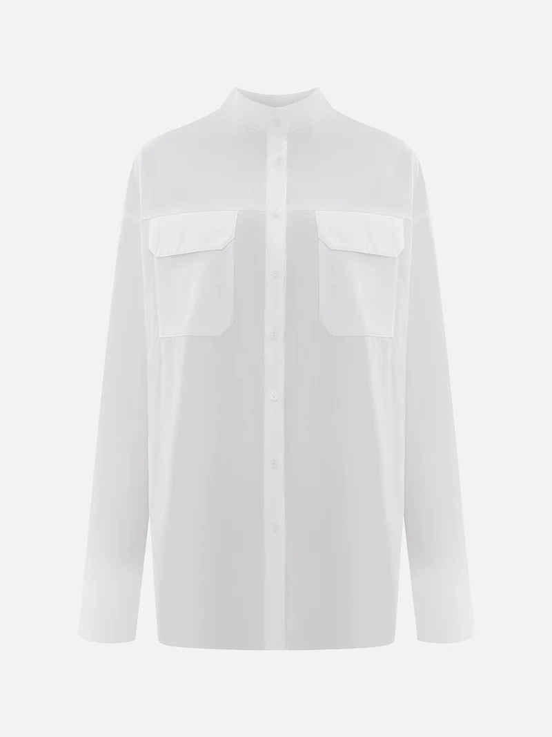 ليتشي قميص فضفاض مع جيوب كبيرة على الصدر