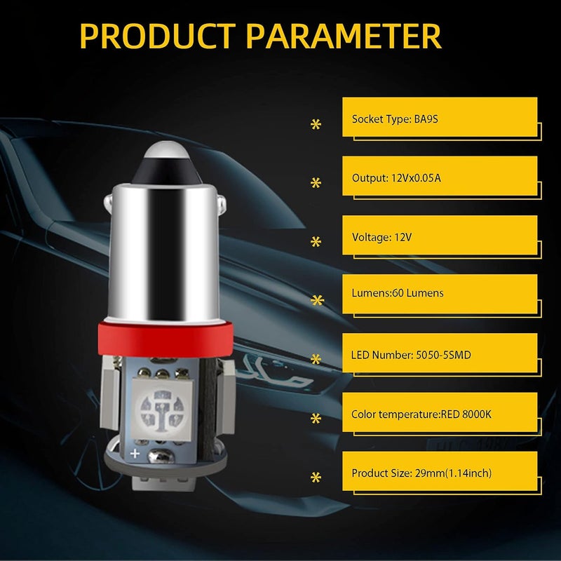 YM EBright E-Bright 20-Pack Red BA9S LED Bulbs for Car Door Lights - Image 2
