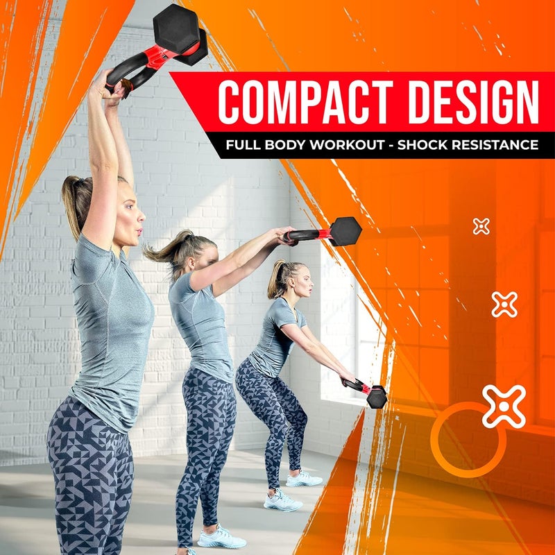 Yes4All قبضة غلاية كومبو Yes4All دمبل سداسي مطاطي 30 رطل أحمر - Image 5