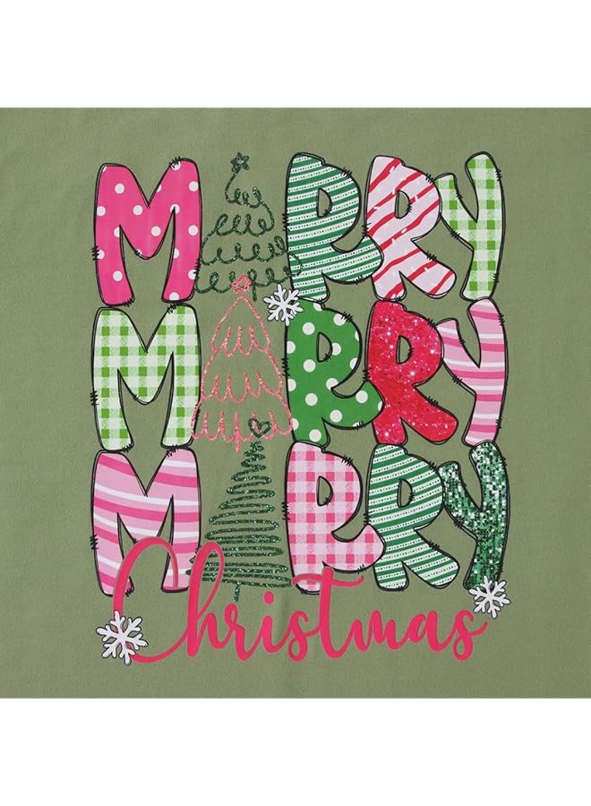 إيروريكس تي شيرت عيد ميلاد سعيد للسيدات، قميص جرافيكي لشجرة عيد الميلاد، بلوزة برقبة دائرية وأكمام طويلة، بلوفرات لعطلة عيد الميلاد المجيد - Image 5