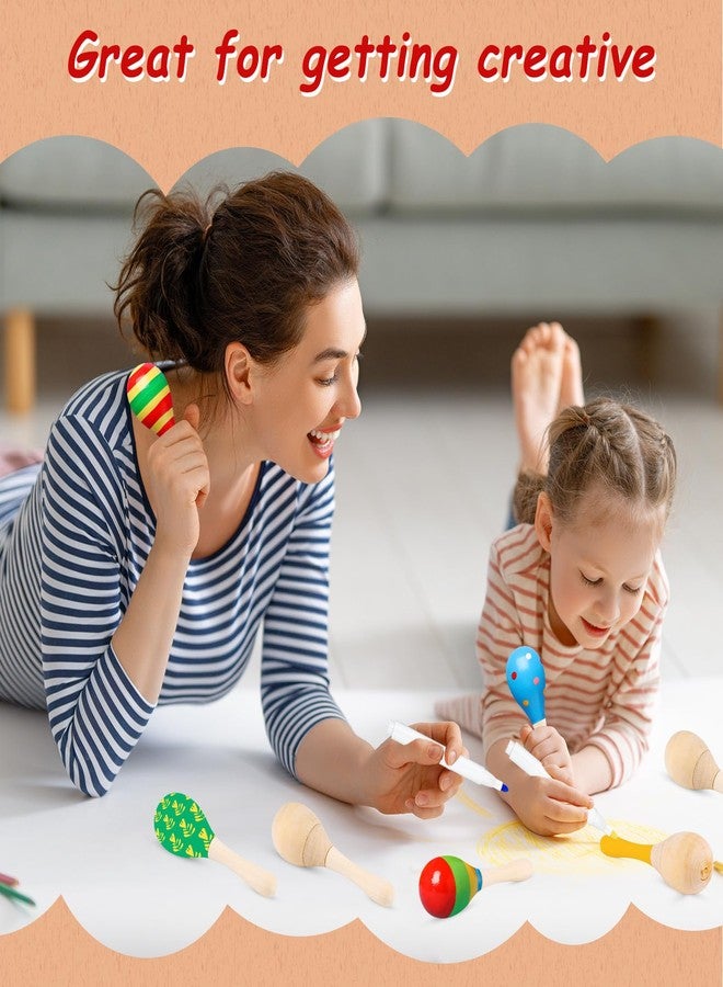 Morcheiong 19Pcs Wooden Maracas for Kids Fiesta Mexican Cinco De Mayo Party Favors Decorations Supplies, with 12Pcs Multicolor Pens 1Pcs Drawstring Storage Bag - Image 4