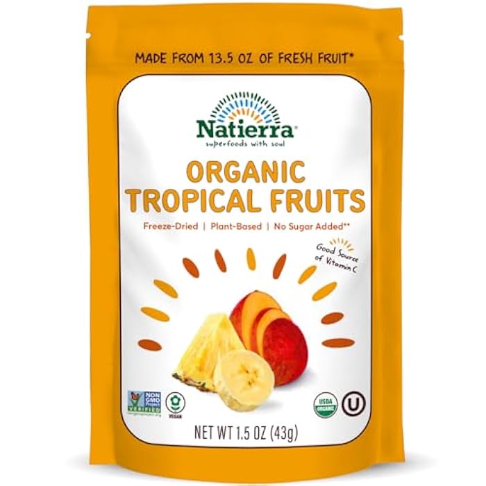NATIERRA Nature's All Foods Organic Freeze-Dried Tropical Fruits | Non-GMO & Vegan | 1.5 Ounce - Image 1