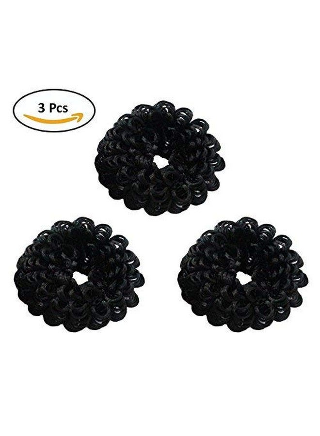 فوكس مجموعة من 3 أربطة شعر مطاطية أنيقة باللون الأسود للنساء/الفتيات - Image 2