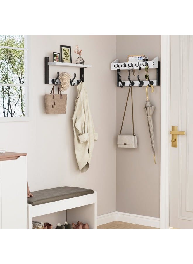 Evermagin 35" Coat Rack Wall Mount with Shelf, 4 in 1 Coat and Key Hanger with 13 Metal Hooks, Entryway Wall Mounted Shelf with Mail Holder for Living Room, Bedroom, White - Image 3