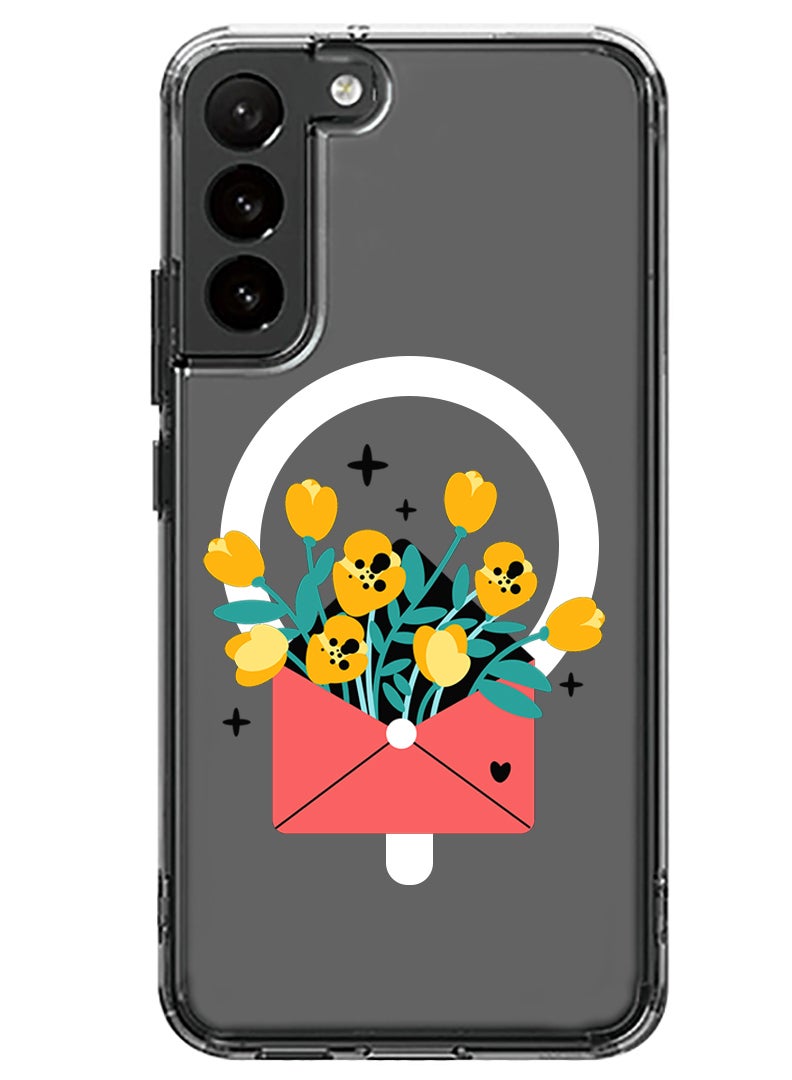 Theodor Magnetic Case for Samsung Galaxy S23 Plus 6.6-inch Compatible with MagSafe Wireless Charging, Shockproof Phone Bumper Cover flowers in envelope - Image 1