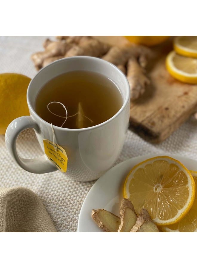 Bigelow Tea Lemon Ginger plus Probiotics Herbal Tea, Caffeine Free Tea, 18 Total Tea Bags (Pack of 1) - Image 2
