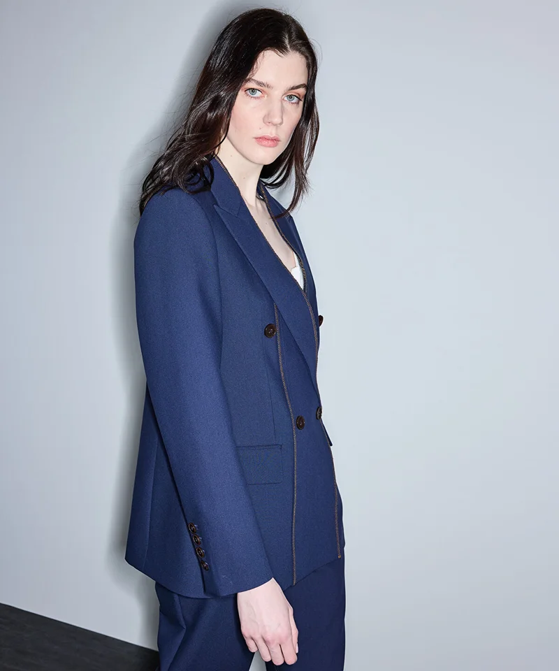 Ipekyol  Contrast Stitch Double-Breasted Blazer for Women | Best Price UAE