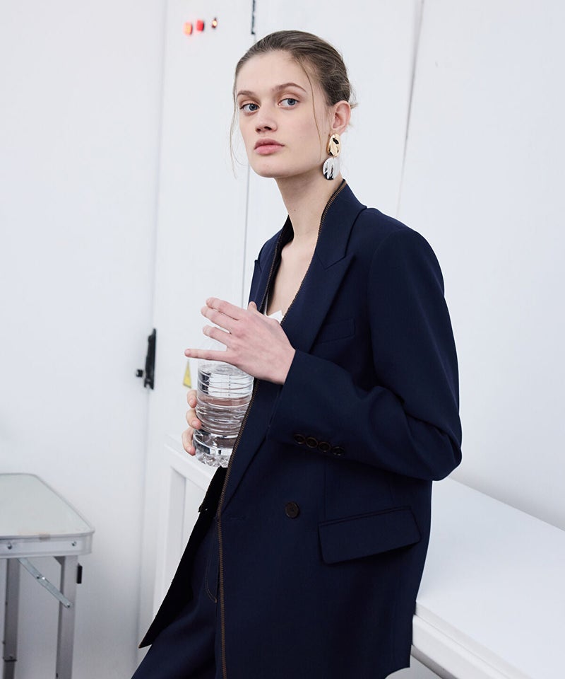 Ipekyol Contrast Stitch Double-Breasted Blazer - Image 1