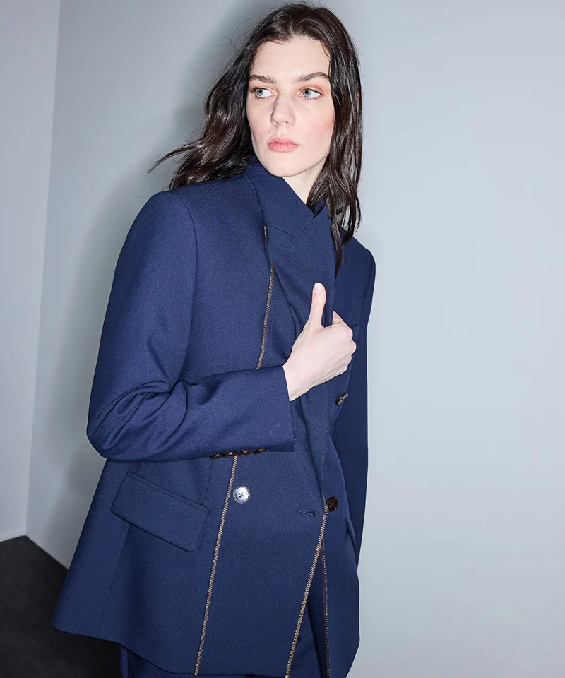 Ipekyol  Contrast Stitch Double-Breasted Blazer for Women | Best Price UAE