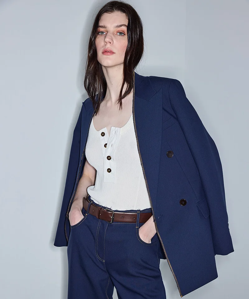 Ipekyol Contrast Stitch Double-Breasted Blazer