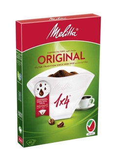 Melitta Original 1 x 4 Coffee Filters - Pack of 40 Filters, White  - Image 2
