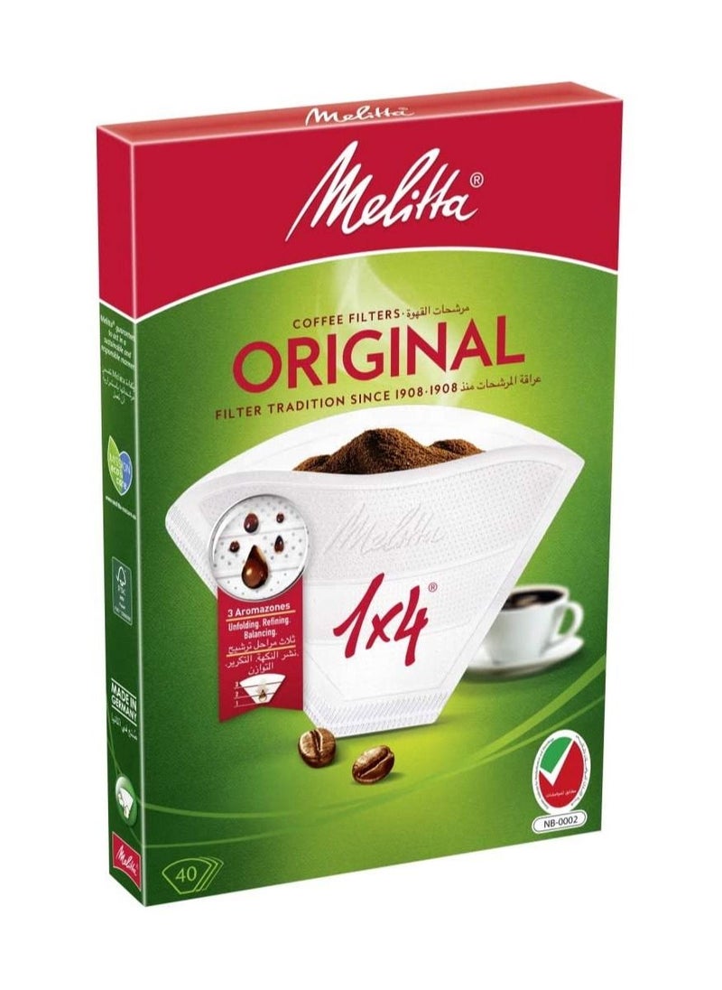 Melitta فلاتر قهوة أصلية 1 × 4 - عبوة مكونة من 40 فلترًا، باللون الأبيض  - Image 2