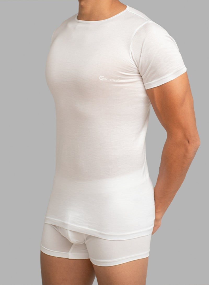 COTTONIL Mercerise Half Sleeve Round Neck Undershirt For Men  - Image 2