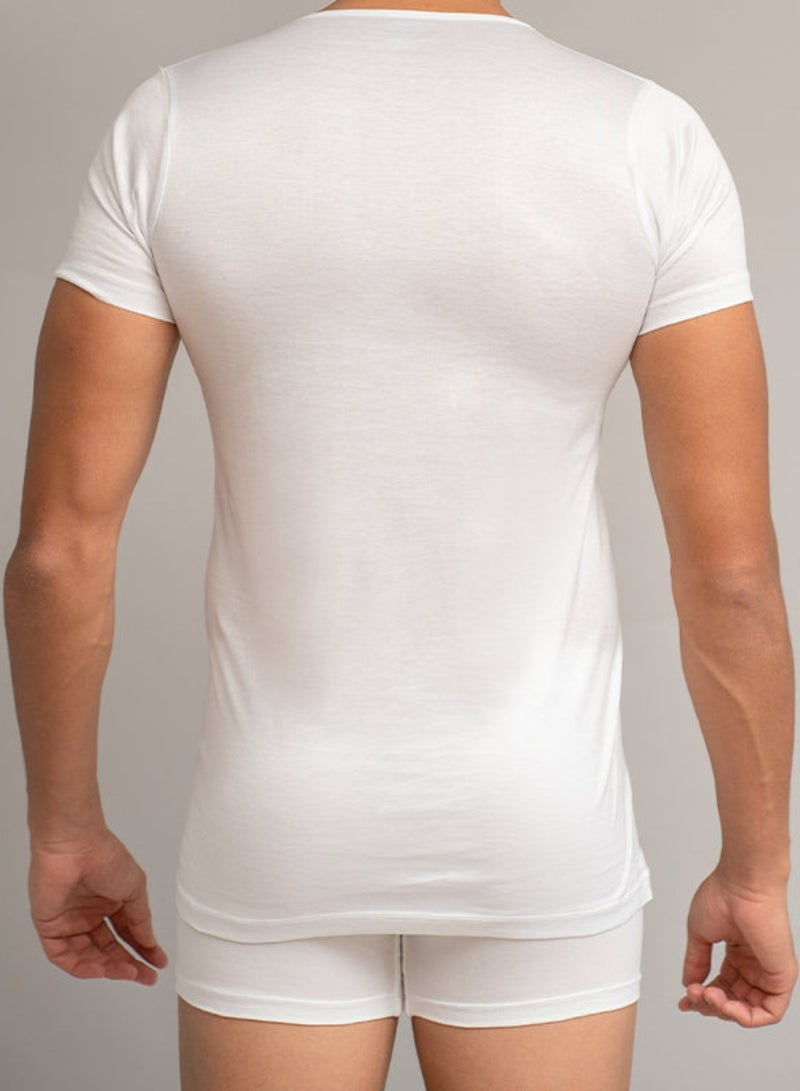 COTTONIL Mercerise Half Sleeve Round Neck Undershirt For Men  - Image 3